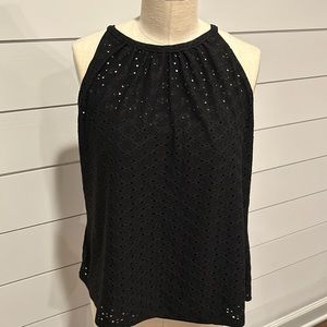 White House Black Market black sleeveless eyelet blouse. Size large